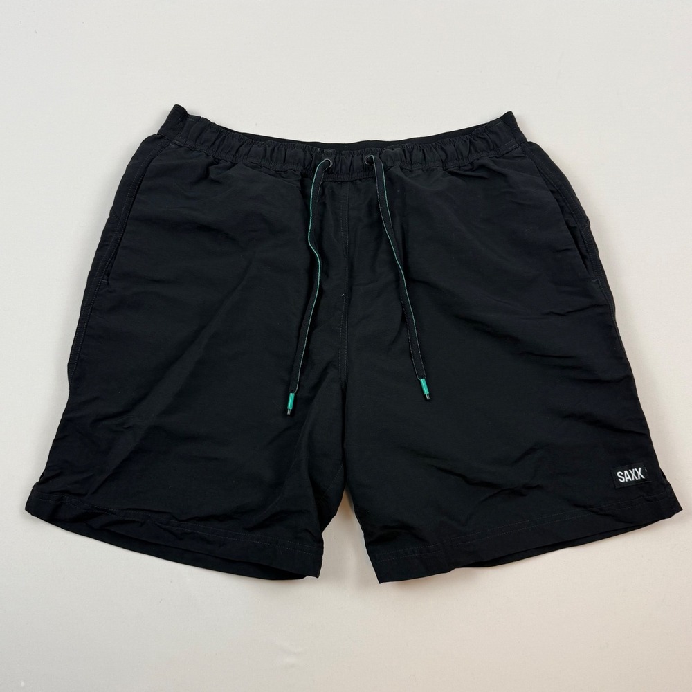 Saxx Cannonball 2N1 Mens Black Swim Shorts Board Trunks Size M BallPark Pouch